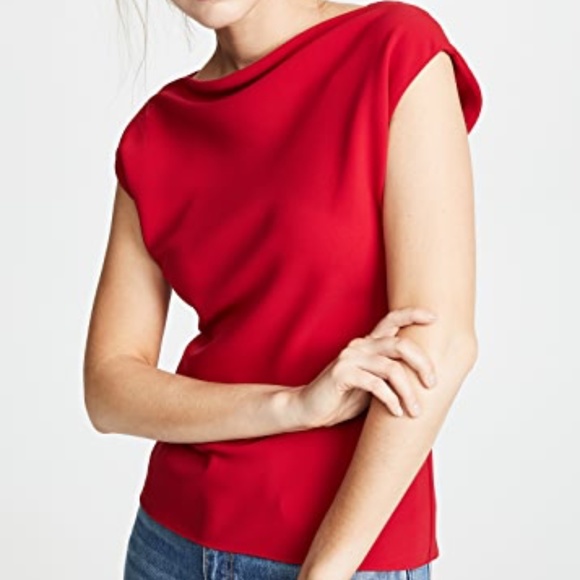 Theory Tops - NWT Theory Classic Crepe Draped Boatneck Top Red S
